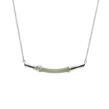 Natural Hetian Jade Bamboo S925 Sterling Silver Pendant Necklace