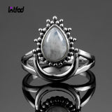 Vintage Moonstone Water Drop Ring 925 Silver Wedding Party Jewelry