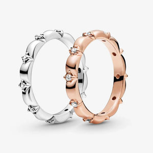 925 Silver Flower Petals Band Ring 2 Colours for Women Engagement Jewelry