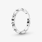 925 Silver Flower Petals Band Ring 2 Colours for Women Engagement Jewelry
