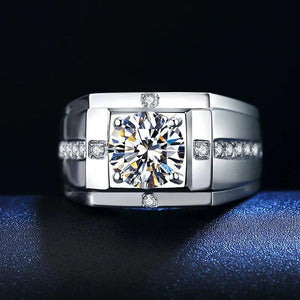 Men's Lab Diamond Ring 925 Silver Wedding Band Vintage