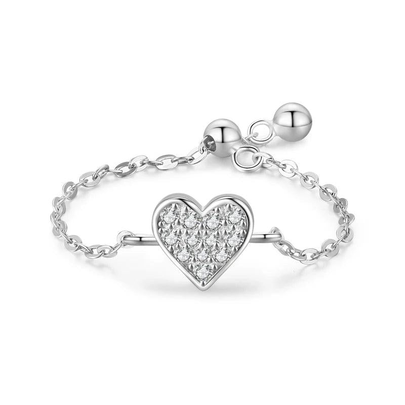 925 Silver Butterfly Chain Ring for Women