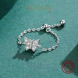 925 Silver Butterfly Chain Ring for Women
