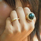 925 Silver Zircon Shell Pearl Adjustable Rings Women Opening Rings