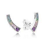 925 Silver Orchid Rainbow Heart Circles Stud Earrings