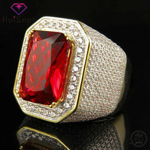 925 Silver Men's Ruby Zircon Ring for Wedding Party