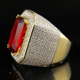 925 Silver Men's Ruby Zircon Ring for Wedding Party