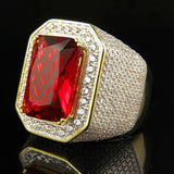 925 Silver Men's Ruby Zircon Ring for Wedding Party