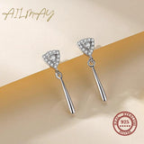 925 Silver CZ Triangle Stud Earrings Wedding Jewelry