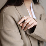 Vintage Stainless Steel Band Ring with Freshwater Pearl