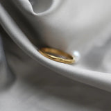 Vintage Stainless Steel Band Ring with Freshwater Pearl