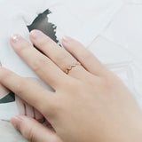 925 Silver Plated V-Shaped Wave Ring with Zircon for Women
