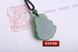 Chinese Xinjiang Green Jade Maitreya Buddha Pendant Necklace Amulet Luck