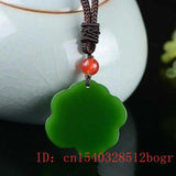 Green Jade Rose Pendant Necklace Jadeite Natural Flower Women Men Chinese Charm
