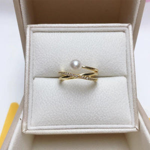 14K Filled Pearl Ring Opening Finger Engagement Jewelry