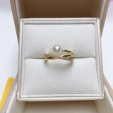 14K Filled Pearl Ring Opening Finger Engagement Jewelry