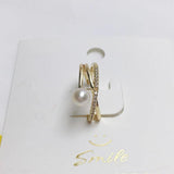14K Filled Pearl Ring Opening Finger Engagement Jewelry