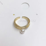 14K Filled Pearl Ring Opening Finger Engagement Jewelry
