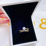 14K Filled Pearl Ring Opening Finger Engagement Jewelry