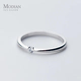 Sterling Silver Zircon Stackable Slim Ring for Women
