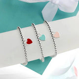 S925 Silver Heart Bead Bracelet Women Jewelry Gift
