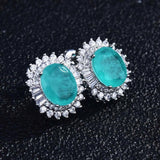 Paraiba Tourmaline Stone Earrings Ear Stud Wedding Jewelry