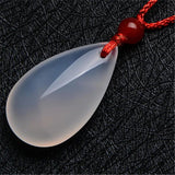 Green Agate Chalcedony Jade Water Drop Pendant Necklace Charm Jewelry