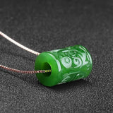 Natural Green Jade Money Beads Pendant Necklace Charm Jewellery