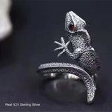 925 Silver Lizard Rock Punk Ring Men Women Jewelry