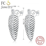 Real 925 Silver Leaf Zirconia Stud Earring for Women