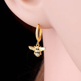 925 Silver Bee Hoop Earring Zircon Women Ear Piercing Pendientes