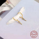 925 Silver Geometric Triangle Pizza Zirconia Golden Hoop Earring For Women