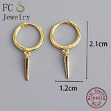 925 Silver Geometric Triangle Pizza Zirconia Golden Hoop Earring For Women