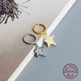 925 Silver Round Star Mix Zirconia Hoop Earring for Women