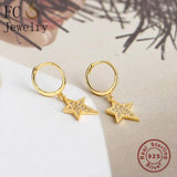 925 Silver Round Star Mix Zirconia Hoop Earring for Women