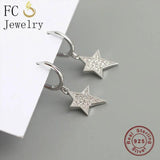 925 Silver Round Star Mix Zirconia Hoop Earring for Women