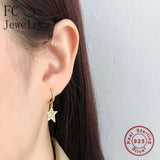 925 Silver Round Star Mix Zirconia Hoop Earring for Women