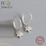 925 Silver Golden Square Flower Zircon Pendant Earring