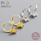 925 Silver Butterfly Crystal Piercing Hoop Earrings