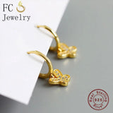 925 Silver Butterfly Crystal Piercing Hoop Earrings