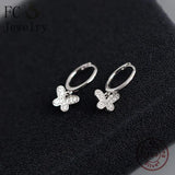 925 Silver Butterfly Crystal Piercing Hoop Earrings