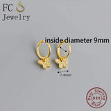 925 Silver Butterfly Crystal Piercing Hoop Earrings