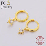 925 Silver Zircon Bead Pendant Hoop Earring for Women