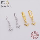 925 Silver Zircon Bead Pendant Hoop Earring for Women