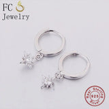 925 Silver Zircon Bead Pendant Hoop Earring for Women