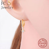 925 Silver Zircon Bead Pendant Hoop Earring for Women