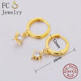 925 Silver Zircon Bead Pendant Hoop Earring for Women