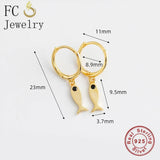 925 Silver Sea Fish Zirconia Hoop Earrings for Women