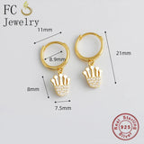 925 Sterling Silver Crown Zircon Hoop Earring for Women