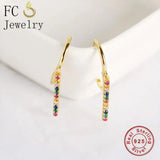 Bohemia Golden Bar Shape Rainbow Ear Bone Piercing Hoop Earring For Women